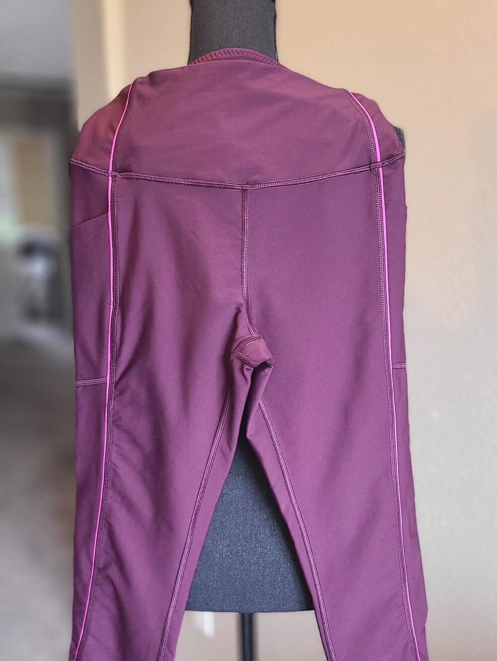 Victoria's Secret Plum Leggings with Pink Contrast Stitching